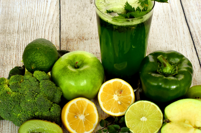 green and yellow fruit and vegetable juice